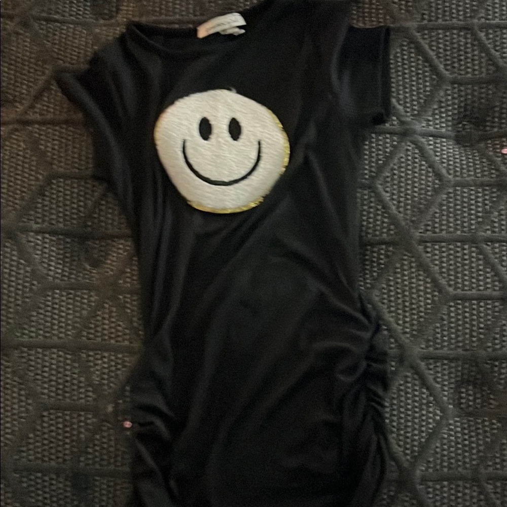 Black Smiley Face Kids Casual Dress